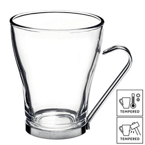 Large Coffee/Tea / Latte Cup Glasses with Stainless Steel Handles