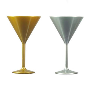 Premium Polycarbonate Gold and Silver Party Drinkware Set with 24x Champagne Flutes and 24x Martini Glasses (Set of 48)