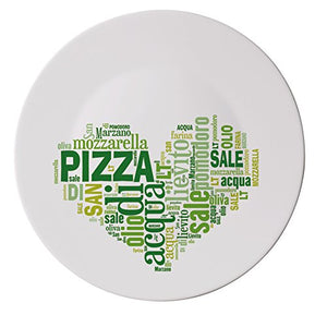 Extra Large Italian Pizza Plates with Red and Green Heart Designs (2 Pieces)