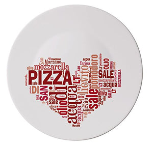 Extra Large Italian Pizza Plates with Red and Green Heart Designs (2 Pieces)