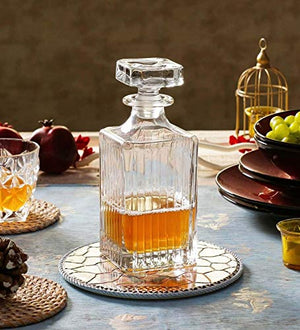 RCR 7Pcs Timeless Italian Crystal Glass Spirits Decanter Set Comprising; 75cl Spirit Decanter & 6X Old Fashioned Spirit Tumbler Glasses