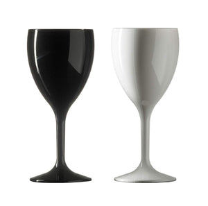 Remedy Polycarbonate Black and White Party Drinkware Set with 24x Champagne Flutes, 24x Wine Glasses, 24x Hiball Tumblers and 24x Short Tumblers (Set of 96)