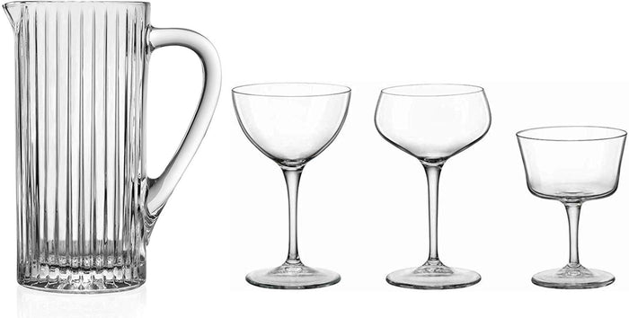 7 Pcs Jug and Cocktail Stemware Set Comprising; 120cl Jug & 6X Cocktail Glasses