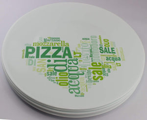 Extra Large Italian Pizza Plate with Green Heart Design