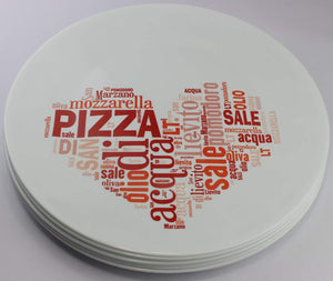 Extra Large Italian Pizza Plate with Red Heart Design