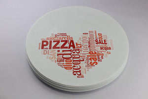 Extra Large Italian Pizza Plates with Red and Green Heart Designs (2 Pieces)